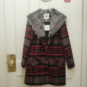 Maroon BB Dakota Pea Coat Warm and Chic; runs big